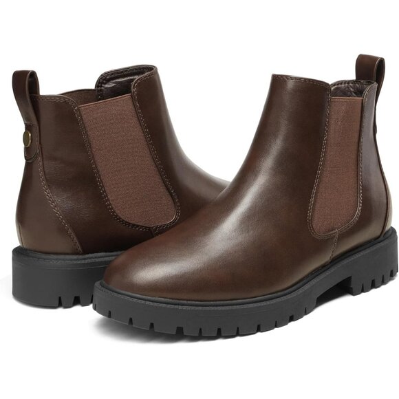 DREAM PAIRS Women's Low Heel Chelsea Ankle Boots Fashion Slip On Elastic Fall - Picture 3 of 7